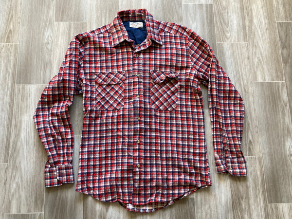 Medium - Vintage 80s Plaid Flannel Button-Up Shirt