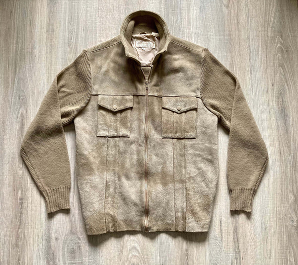 Vintage 80s Suede Sweater Jacket (Mens Medium)