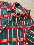 Sm/Med - Vintage 70s Plaid / Art Deco / Disco Polyester Button Up Shirt