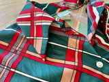 Sm/Med - Vintage 70s Plaid / Art Deco / Disco Polyester Button Up Shirt
