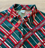Sm/Med - Vintage 70s Plaid / Art Deco / Disco Polyester Button Up Shirt