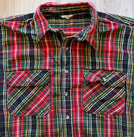 Large - Vintage 80s Thick Plaid Flannel Button-Up Shirt / Jacket