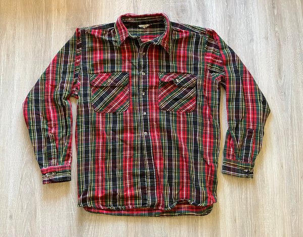 Large - Vintage 80s Thick Plaid Flannel Button-Up Shirt / Jacket