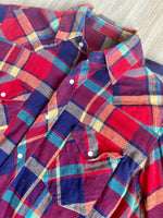 Medium - Vintage 80s Plaid Flannel Western Pearlsnap Shirt