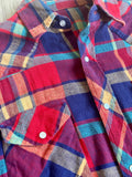Medium - Vintage 80s Plaid Flannel Western Pearlsnap Shirt