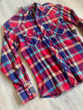Medium - Vintage 80s Plaid Flannel Western Pearlsnap Shirt