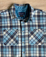 Sm/Med - Vintage 70s Baby Blue Plaid Flannel Button-Up Board Shirt / Shacket