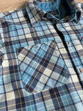 Sm/Med - Vintage 70s Baby Blue Plaid Flannel Button-Up Board Shirt / Shacket