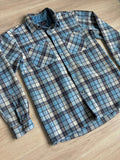 Sm/Med - Vintage 70s Baby Blue Plaid Flannel Button-Up Board Shirt / Shacket