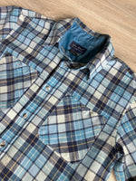 Sm/Med - Vintage 70s Baby Blue Plaid Flannel Button-Up Board Shirt / Shacket