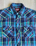 Medium - Vintage 80s Wrangler Plaid Flannel Western Pearlsnap Shirt