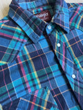 Medium - Vintage 80s Wrangler Plaid Flannel Western Pearlsnap Shirt