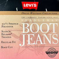 28x34 Navy Vintage 80s Levis Saddleman Boot Jeans / Black Tab Polyester Western Pants
