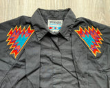 Med/Lrg - Vintage 90s Wrangler Black / Southwestern Button Up Shirt