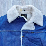 Vintage 70s Wrangler Sherpa Lined Denim Wrange Coat (Men's Large / XL)