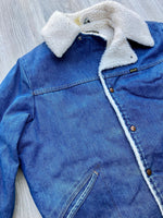 Vintage 70s Wrangler Sherpa Lined Denim Wrange Coat (Men's Large / XL)