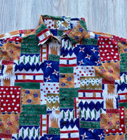 Vintage 90s Wild Abstract Print Button Up Shirt (Men's Large)