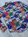 Vintage 90s Wild Abstract Print Button Up Shirt (Men's Large)