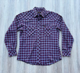 Med/Lrg - Vintage 70s Wrangler Maroon/White Plaid Pearlsnap Shirt