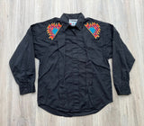 Med/Lrg - Vintage 90s Wrangler Black / Southwestern Button Up Shirt