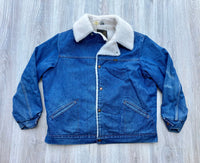 Vintage 70s Wrangler Sherpa Lined Denim Wrange Coat (Men's Large / XL)