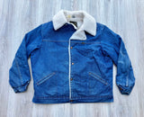Vintage 70s Wrangler Sherpa Lined Denim Wrange Coat (Men's Large / XL)