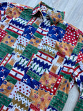 Vintage 90s Wild Abstract Print Button Up Shirt (Men's Large)