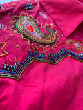Sm/Med - Vintage 90s Wrangler Solid Red Beaded Button Up Shirt