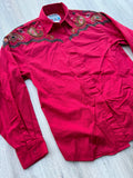 Sm/Med - Vintage 90s Wrangler Solid Red Beaded Button Up Shirt