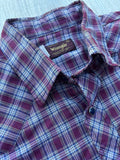 Med/Lrg - Vintage 70s Wrangler Maroon/White Plaid Pearlsnap Shirt