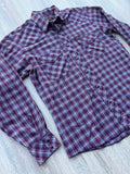 Med/Lrg - Vintage 70s Wrangler Maroon/White Plaid Pearlsnap Shirt