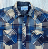 Large - Vintage 80s ATB Western Plaid Flannel Pearlsnap Shirt
