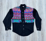 Medium - Vintage 90s Circle T Southwestern / Black Shirt & Skirt