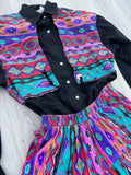 Medium - Vintage 90s Circle T Southwestern / Black Shirt & Skirt