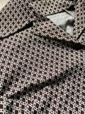 Sm/Med - Vintage 70s Brown / White Diamond Button Up Shirt / Blouse