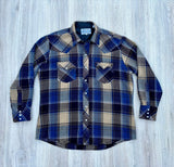 Large - Vintage 80s ATB Western Plaid Flannel Pearlsnap Shirt