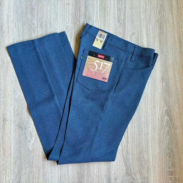 31x34 Heather Blue Vintage 80s Levis Saddleman Boot Jeans / Black Tab Polyester Western Pants