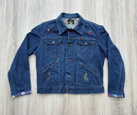 Medium - Vintage 70s Blue Bell Maverick by Wrangler Embroidered Denim / Jean Jacket