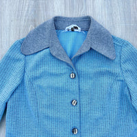 Medium - Vintage 60s Checkered Polyester Blazer / Coat