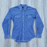 Sm/Med - Vintage 70s Wrangler Blue/White/Red Plaid Pearlsnap Shirt
