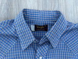 Sm/Med - Vintage 70s Wrangler Blue/White/Red Plaid Pearlsnap Shirt