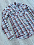 Sm/Med - Vintage 70s Lee Beige/ Brown Plaid Western Pearlsnap Shirt