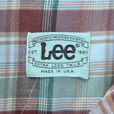 Sm/Med - Vintage 70s Lee Beige/ Brown Plaid Western Pearlsnap Shirt