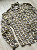 Med/Lrg - Vintage 70s ATB Western Brown/Beige/Yellow Plaid Pearlsnap Shirt