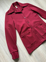 Vintage 70s Maroon Polyester Leisure Suit / Disco Jacket (Womens Small)