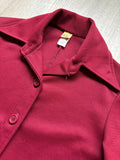 Vintage 70s Maroon Polyester Leisure Suit / Disco Jacket (Womens Small)