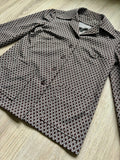 Sm/Med - Vintage 70s Brown / White Diamond Button Up Shirt / Blouse