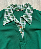 Small - Vintage 70s Green Polyester Leisure Jacket w/Faux Undershirt & Belt
