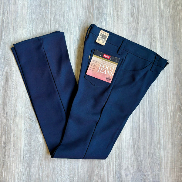 28x34 Navy Vintage 80s Levis Saddleman Boot Jeans / Black Tab Polyester Western Pants