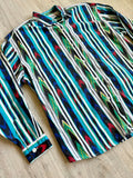 Med/Lrg - Vintage 90s Side Saddle Southwestern Striped Button Up Shirt